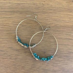 Earthbound Boho Emerald Gold Hoop Earrings
